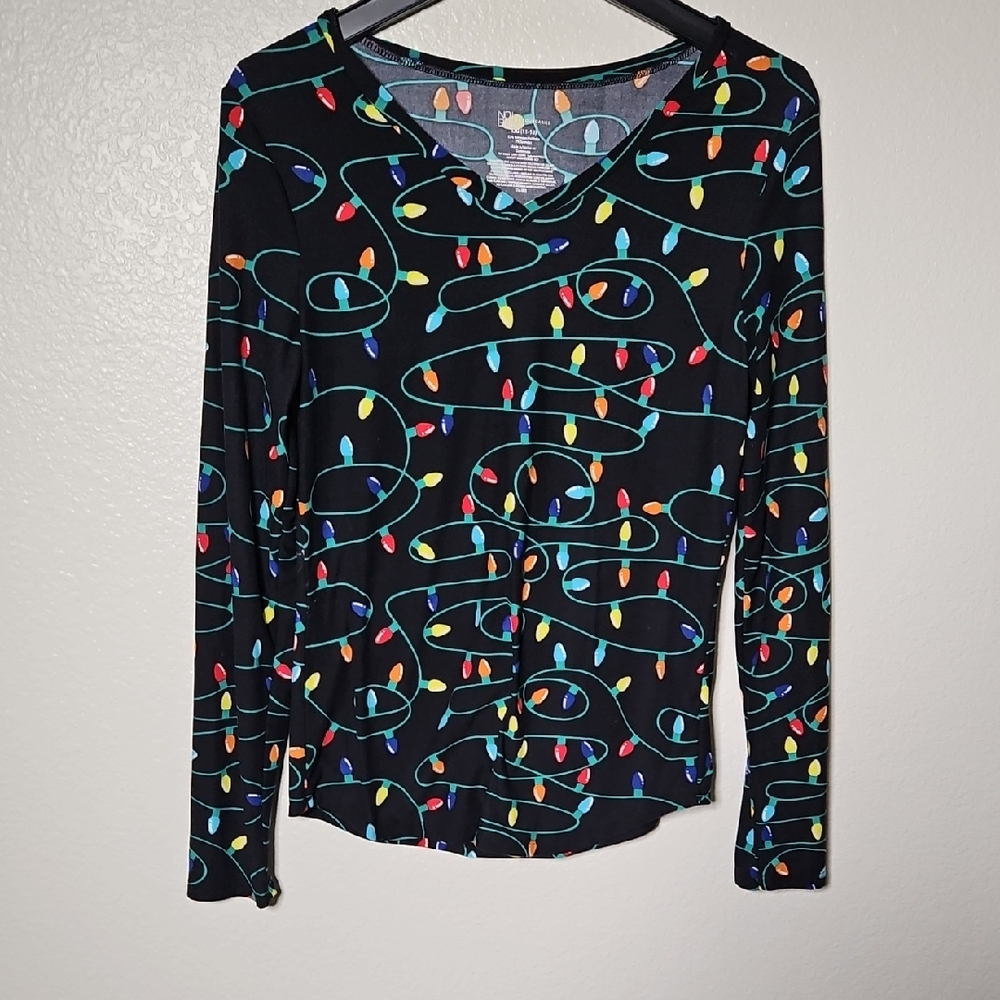 No Boundaries Black Long Sleeve Top with Colorful Lights